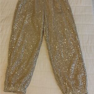 LOFT Gold Sequin Track Pants